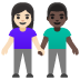 👩🏻‍🤝‍👨🏿 woman and man holding hands: light skin tone, dark skin tone display on Google